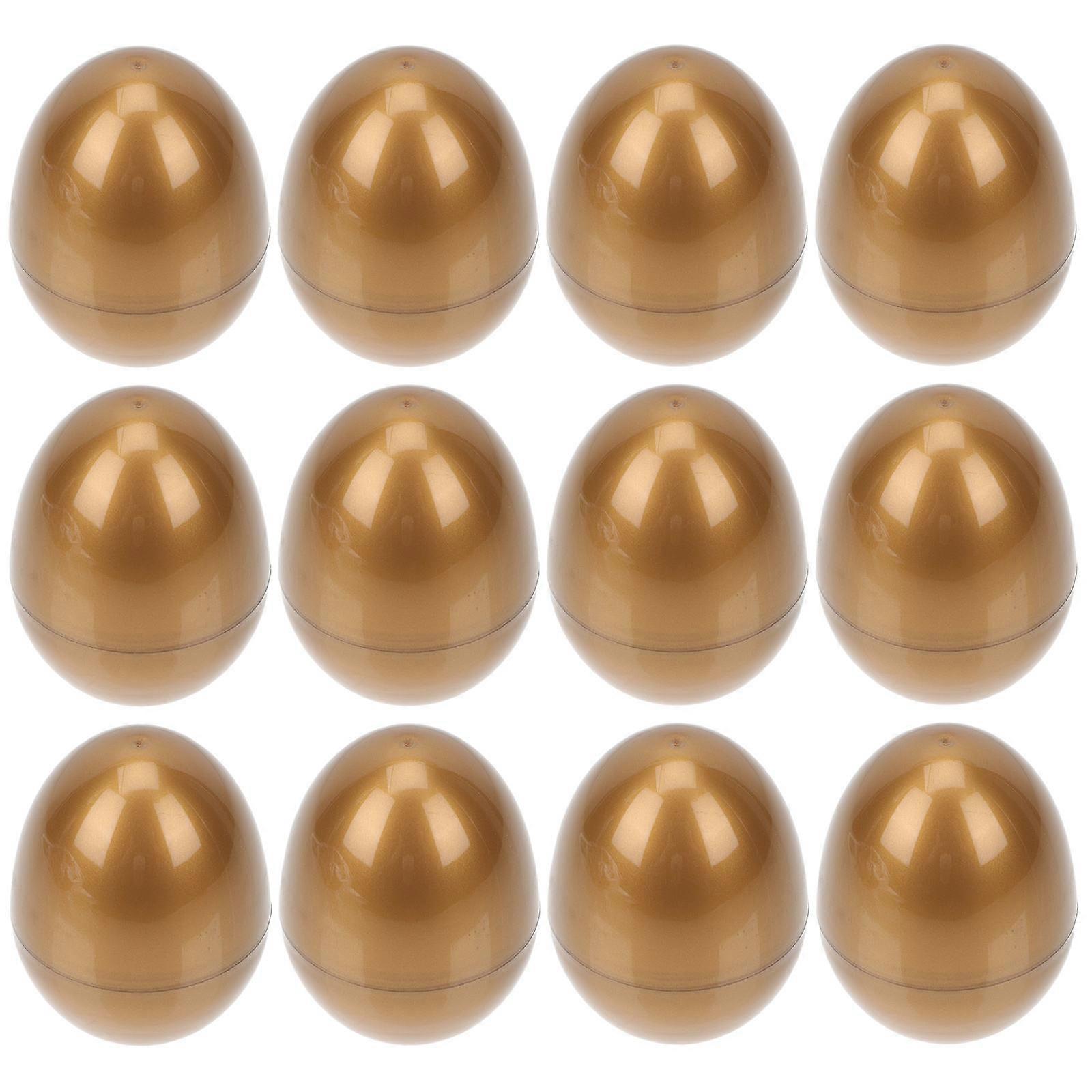 Empty Golden Plastic Easter Eggs for Decoration Use 12Pcs Gift Wrapping