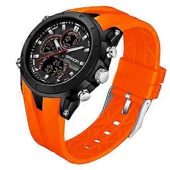 Relógio esportivo digital masculino – Visor duplo, alarme com função soneca, cronógrafo à prova d'água com calendário, compatível com atividades ao ar livre.