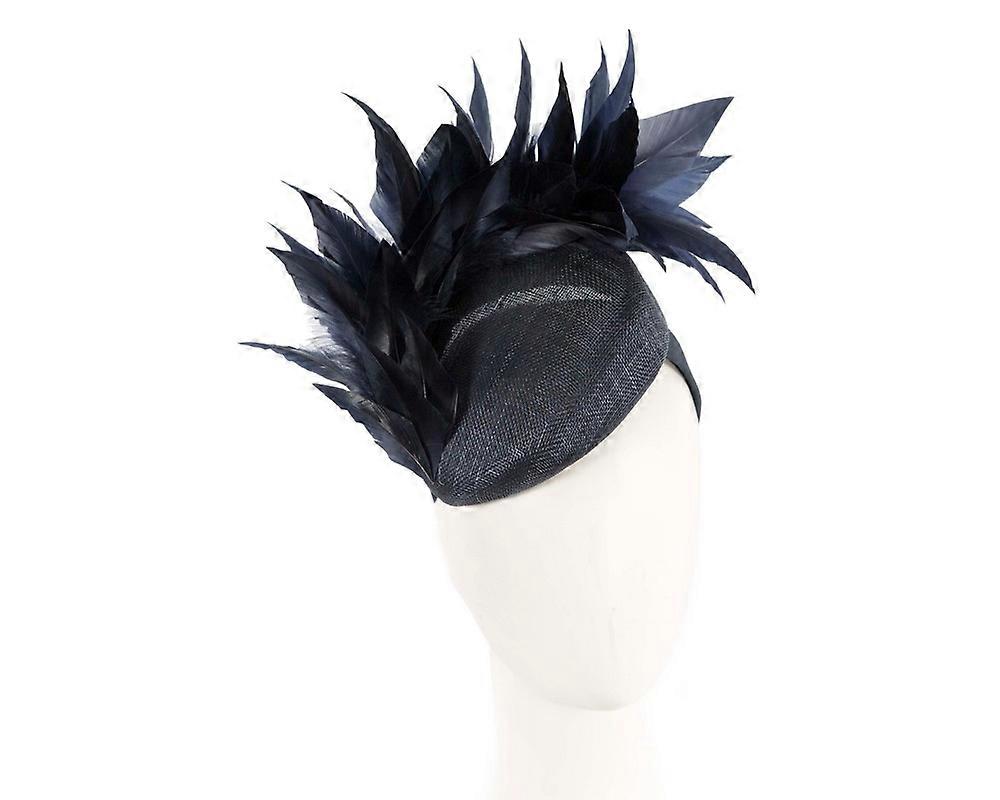 Navy feather spring facing fascinator S283N