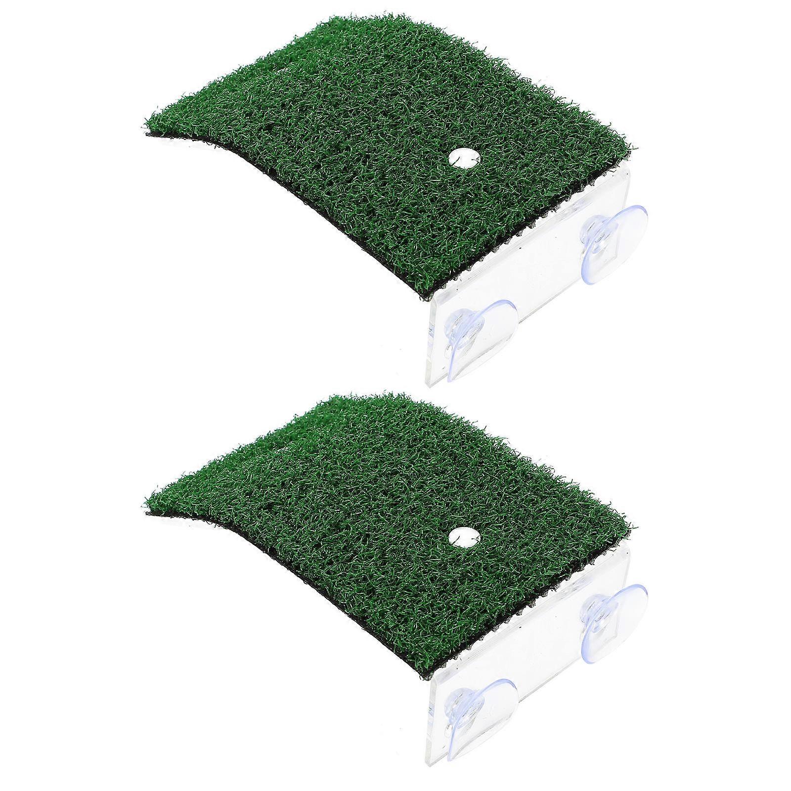 Green Acrylic Turtle Platform Decorative Dock for Basking 2Pcs Set