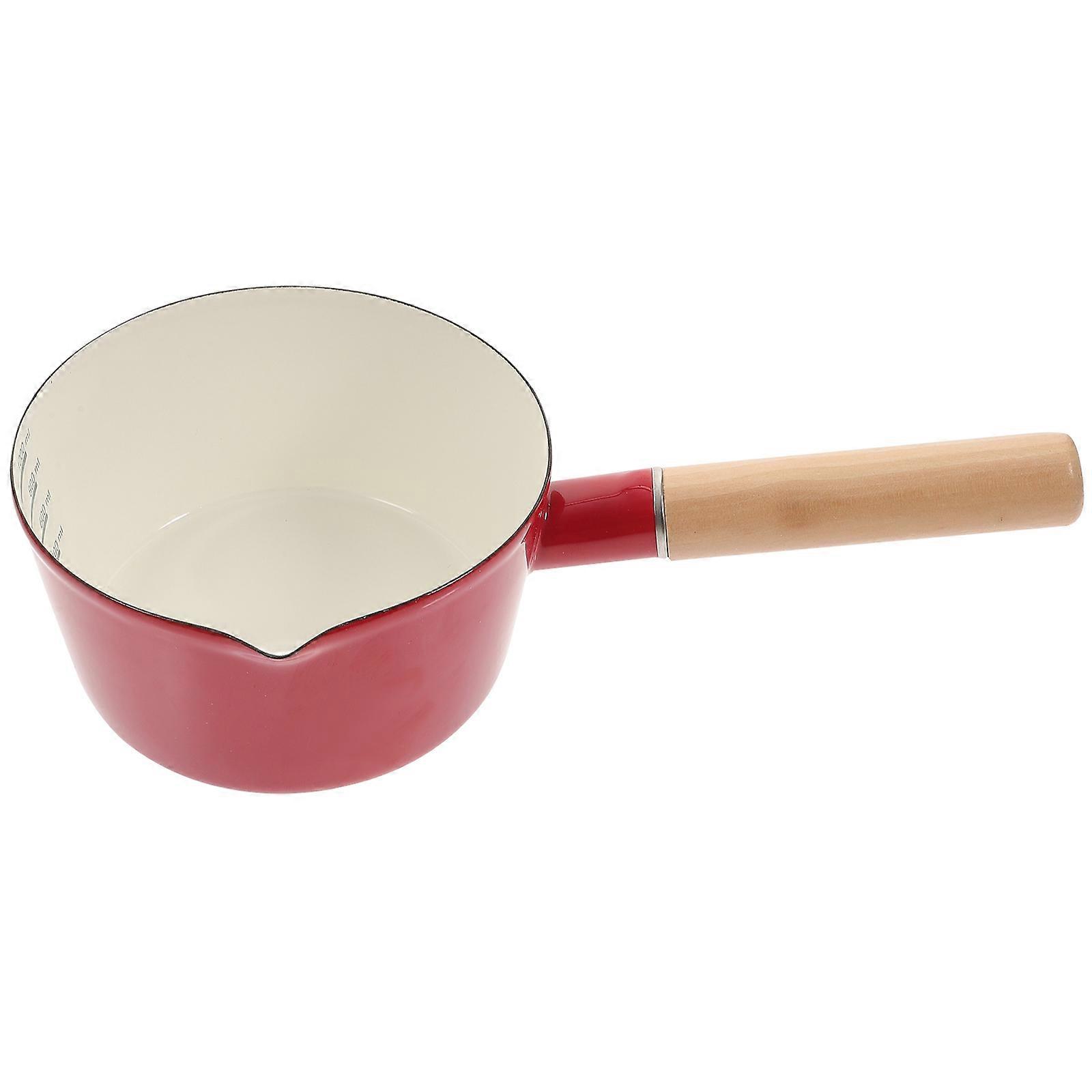 Red Multi-Function Saucepan for Cooking with 3Pcs Enamel Pots