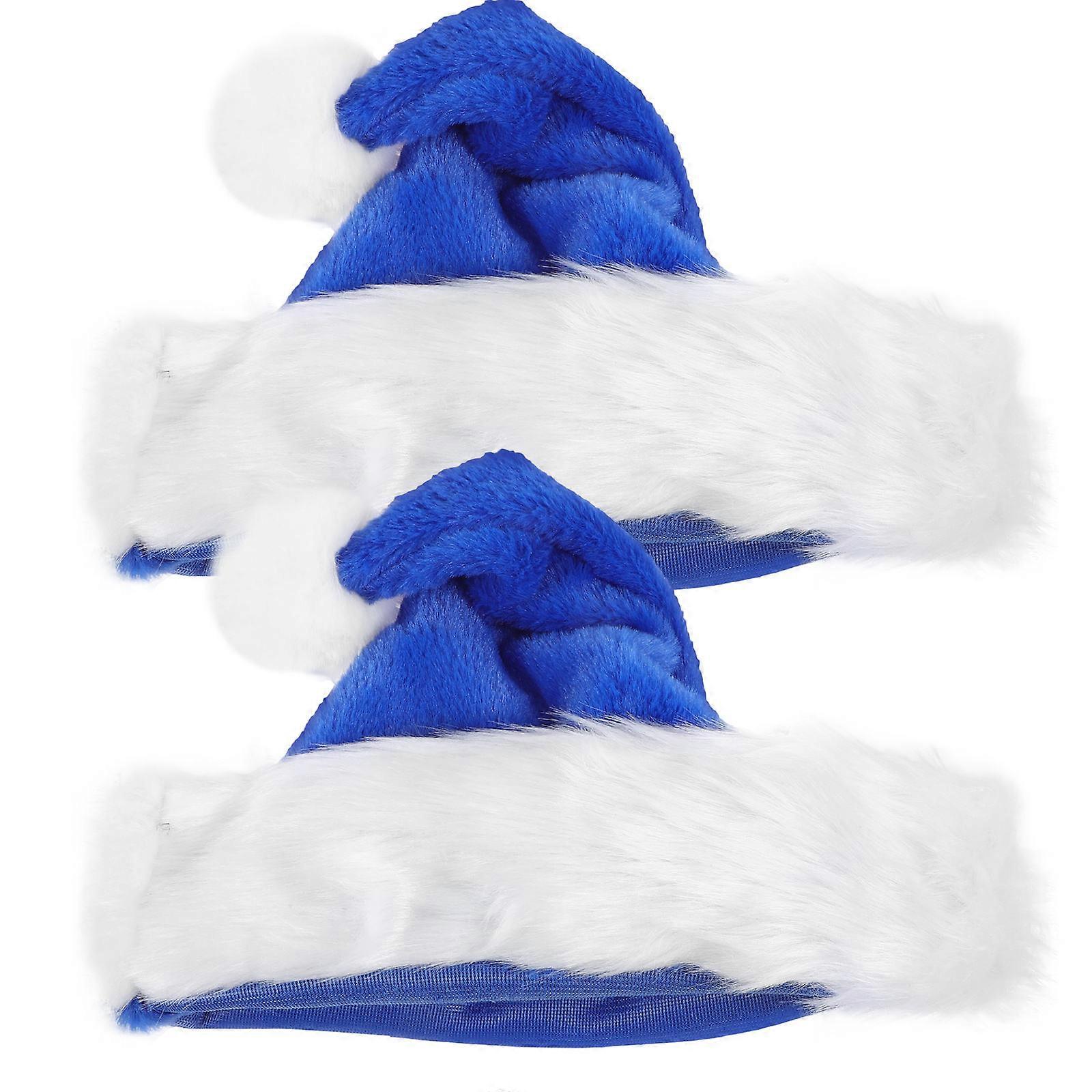 Weihnachtsmannmützen, blauer Stoff, 2 Stück