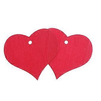 100 Pz 40mm Cuori di Legno Rosso Fatti A Mano In Legno A Forma Di Cuore Placca Segno con Foro Abbellimento Ornamento Decorativo per Artigianato Fai Da Te (Rosso)