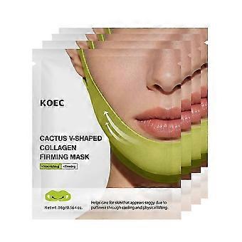 4pcs V-Lifting Mewing Band with Cactus Cooling Reduce Puffiness & Pore Tightening for Visible Pore Care Ear-Loop Facial Mask