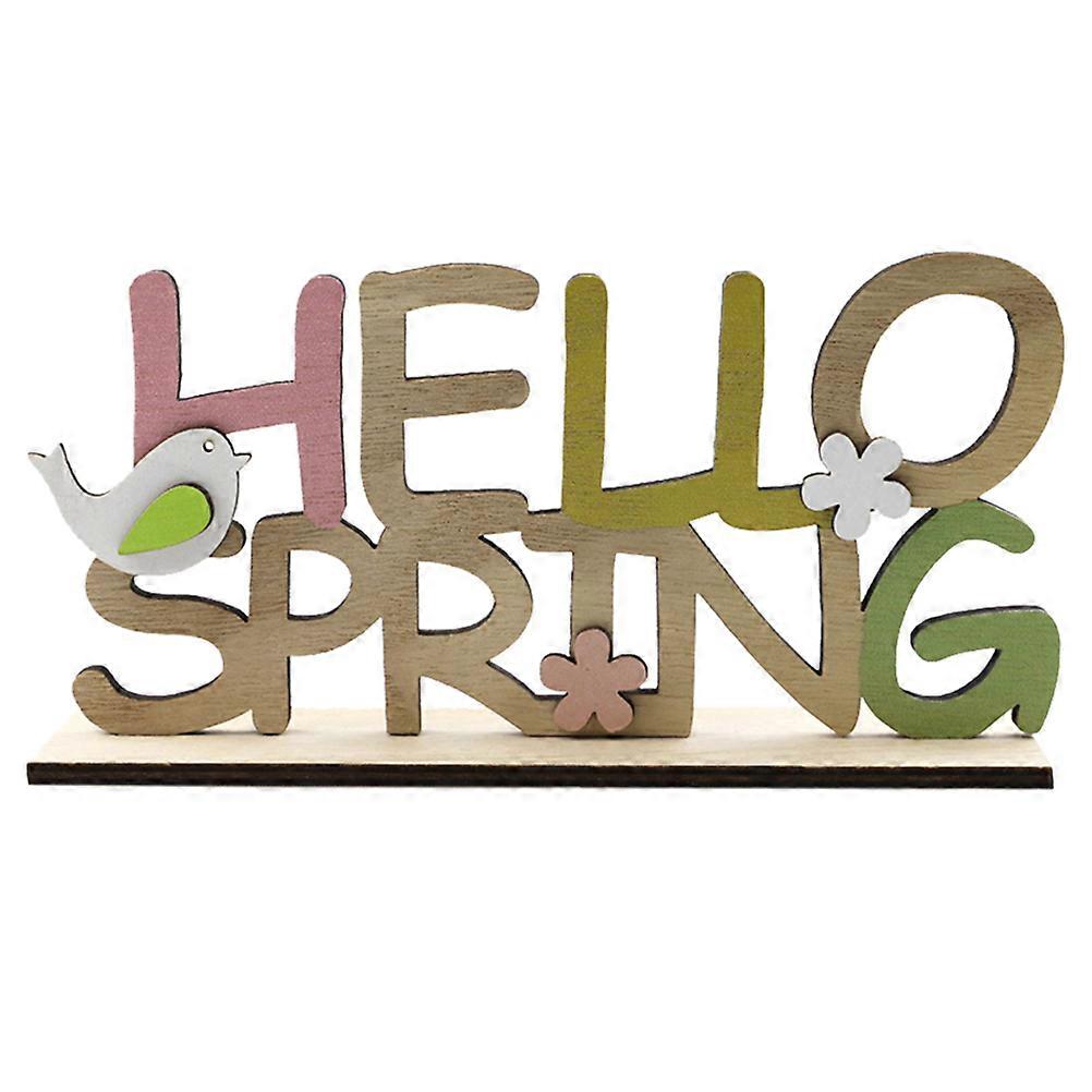 Hello Spring Desktop Ornament Chick Flower Pattern Decoration for Decor Use