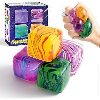 4 Pack Squishy Fidget Toys Stress Cube Bulk, Squishies Slow Rising Stress Balls for Adults Kids, Sensory Fidget Toys for Anxiety Relief, Small Squish