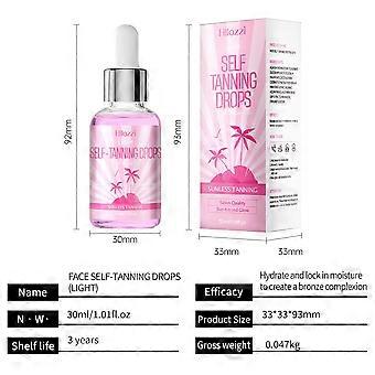 Face Self Tanning Drops 30ml Light Medium Dark Shades Customizable Facial Glow Mix with Moisturizer Serum Buildable Streak Free No Sun Needed