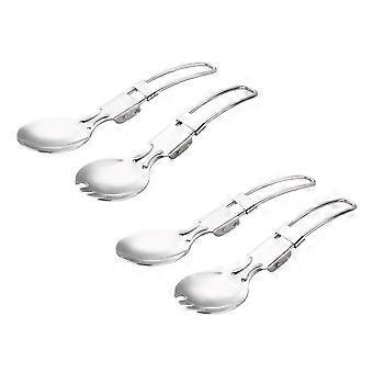 Foldable Spoon Fork Stainless Steel Portable Utensil for Camping 6Pcs