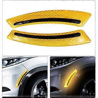 Yellow 2 Pieces) wheel eyebrow Reflective Stickers for car fenders,Reflective Anti-Collision StripCar Hood Protection Sticker
