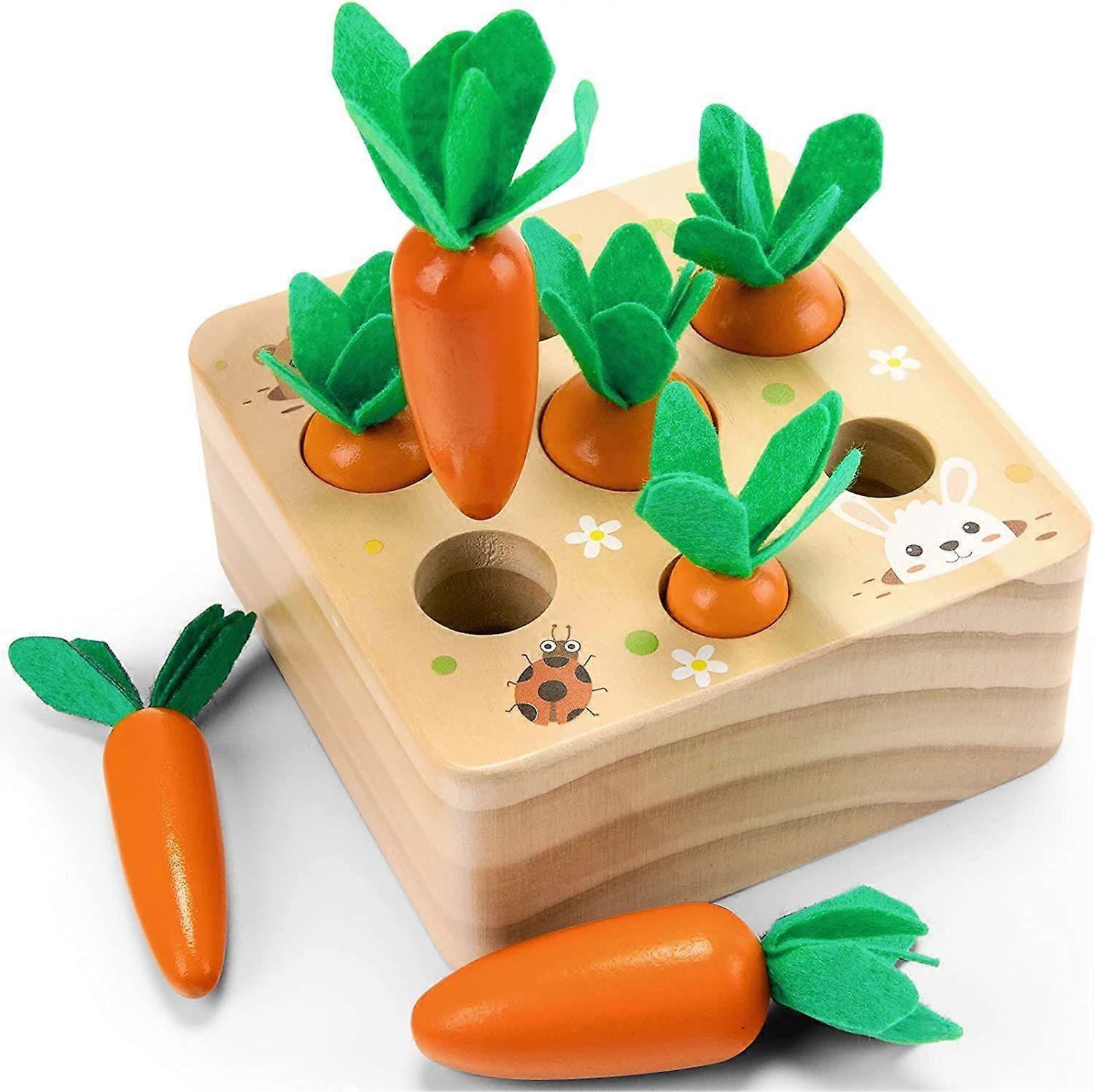 Jouets Montessori pour bébés de 6 à 12 mois, jouets en bois, forme de développement, tri et puzzle d’association, jeu de récolte de carottes, cadeaux d’anniversaire pour les tout-petits, ba