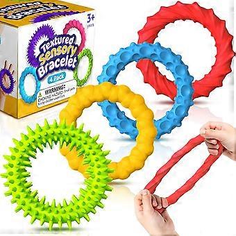 Sensoriska leksaker Fidgets för barn vuxna - 4-pack stretchiga Fidget-armband | Textur och lugnande autism med särskilda behov autistiska barn i klassrummet Fidgets |