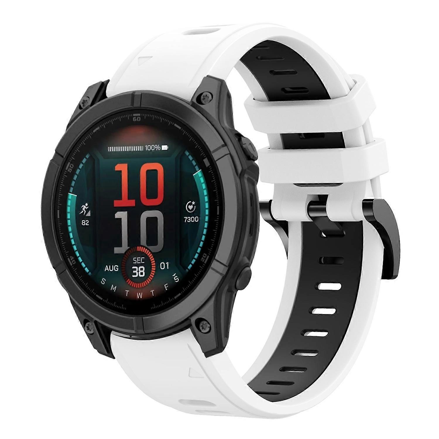 For Garmin Fenix ​​E 47mm Two-tone Sport Silicone Strap 22mm White / Black