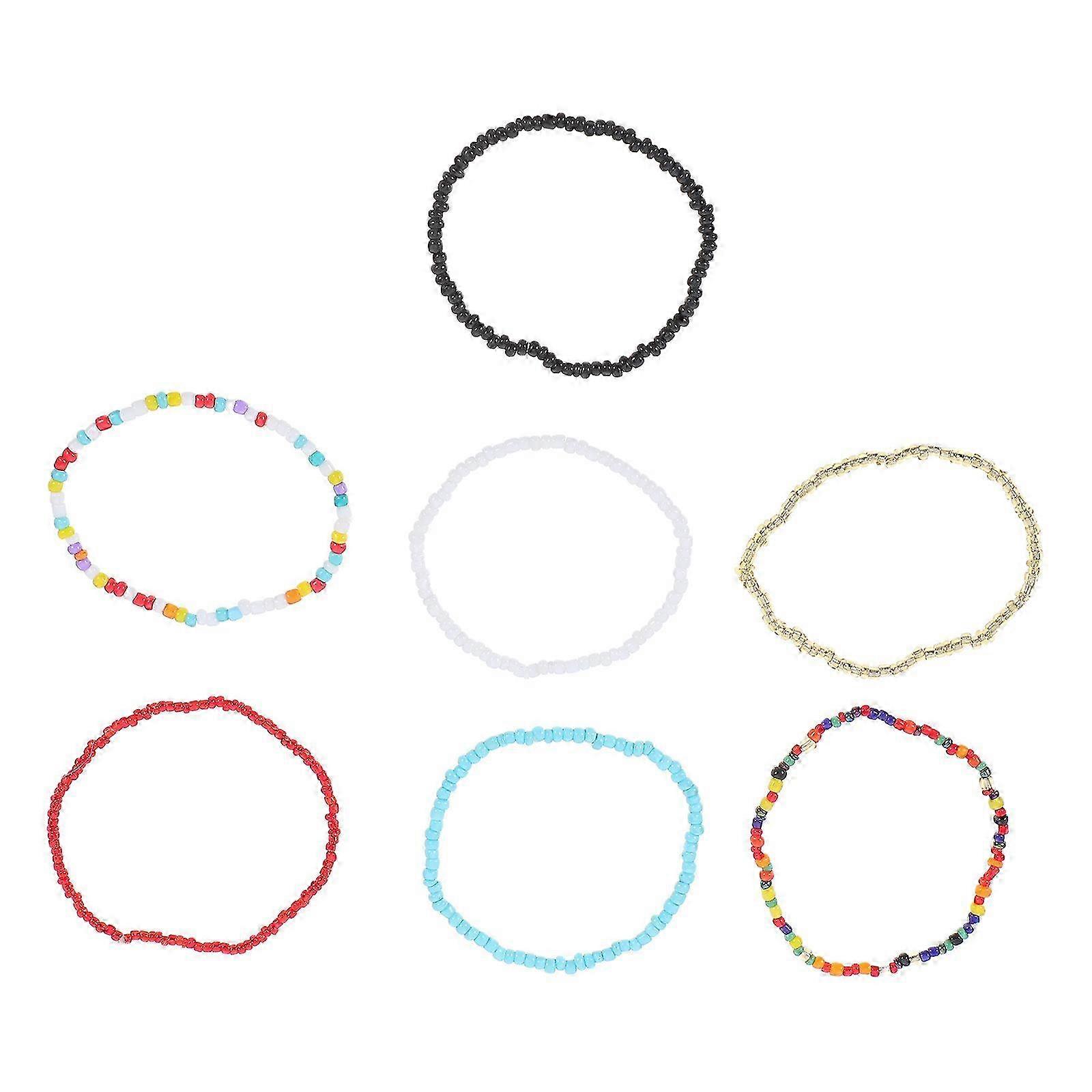 7Pcs Wrist Chains Single Layer Bracelets Hand Pendants Simple Wrist Decorations (Random Style)