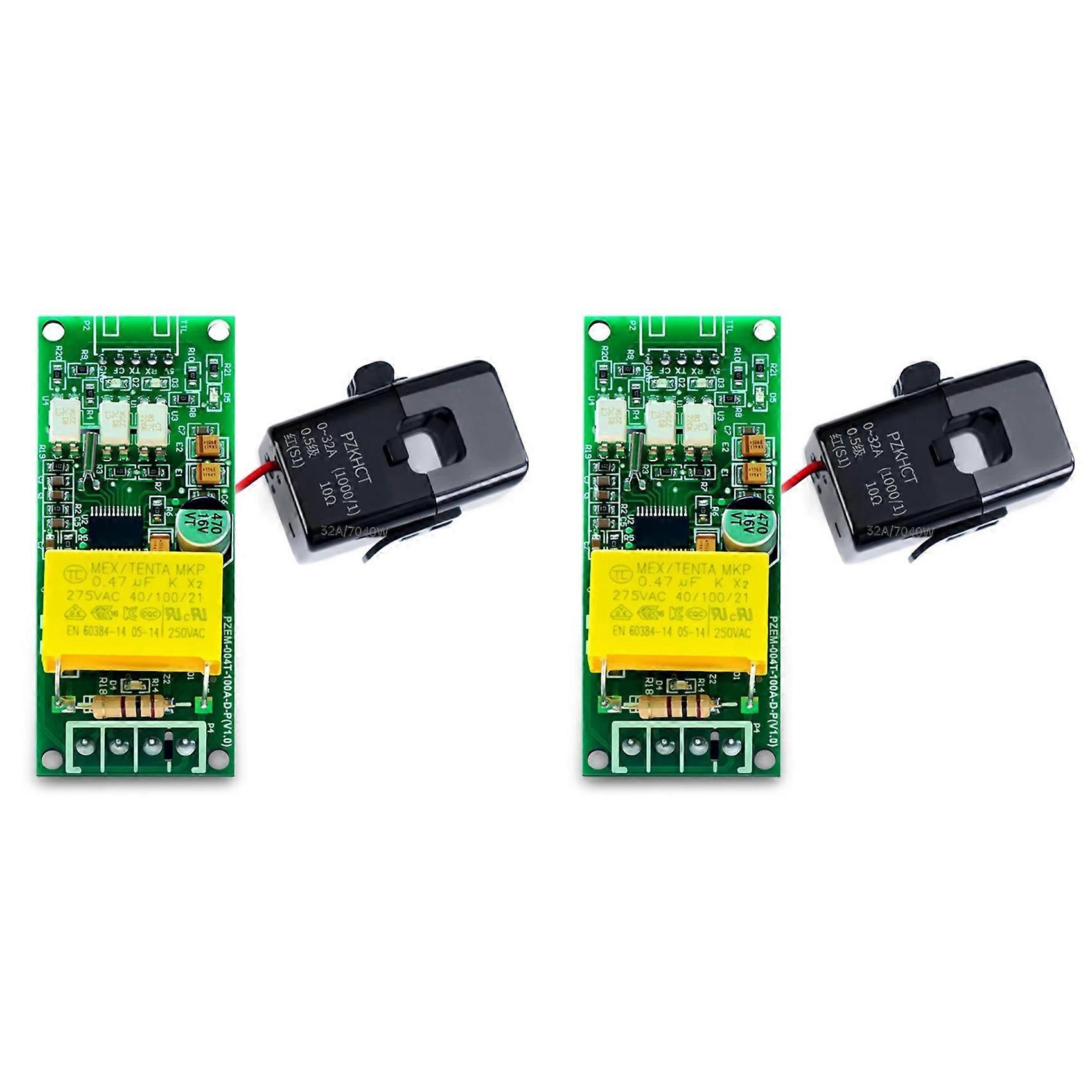 2X PZEM-004T AC Digital Voltmeter Ammeter Wattmeter Power Frequency Test Module TTL Serial Pin Array Version A
