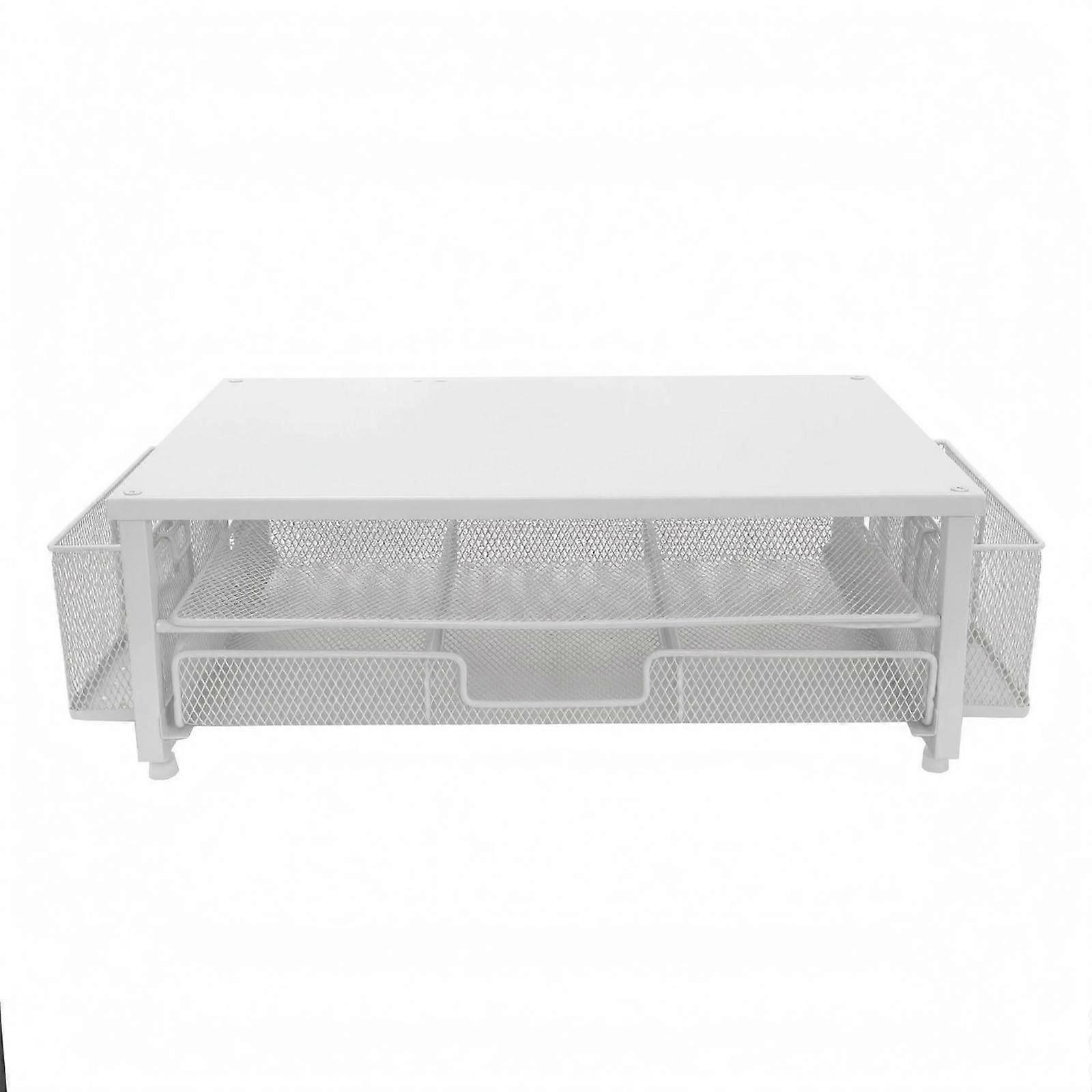 Screen Riser with Drawer Mesh Desktop Screen Riser Side Compartments Desk Shelf