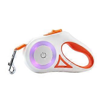 Coleira retrátil para animais de estimação ergonômica Dog Walking Leash com luz colorida LED para filhote de cachorro bege laranja 3 metros / 9.8ft