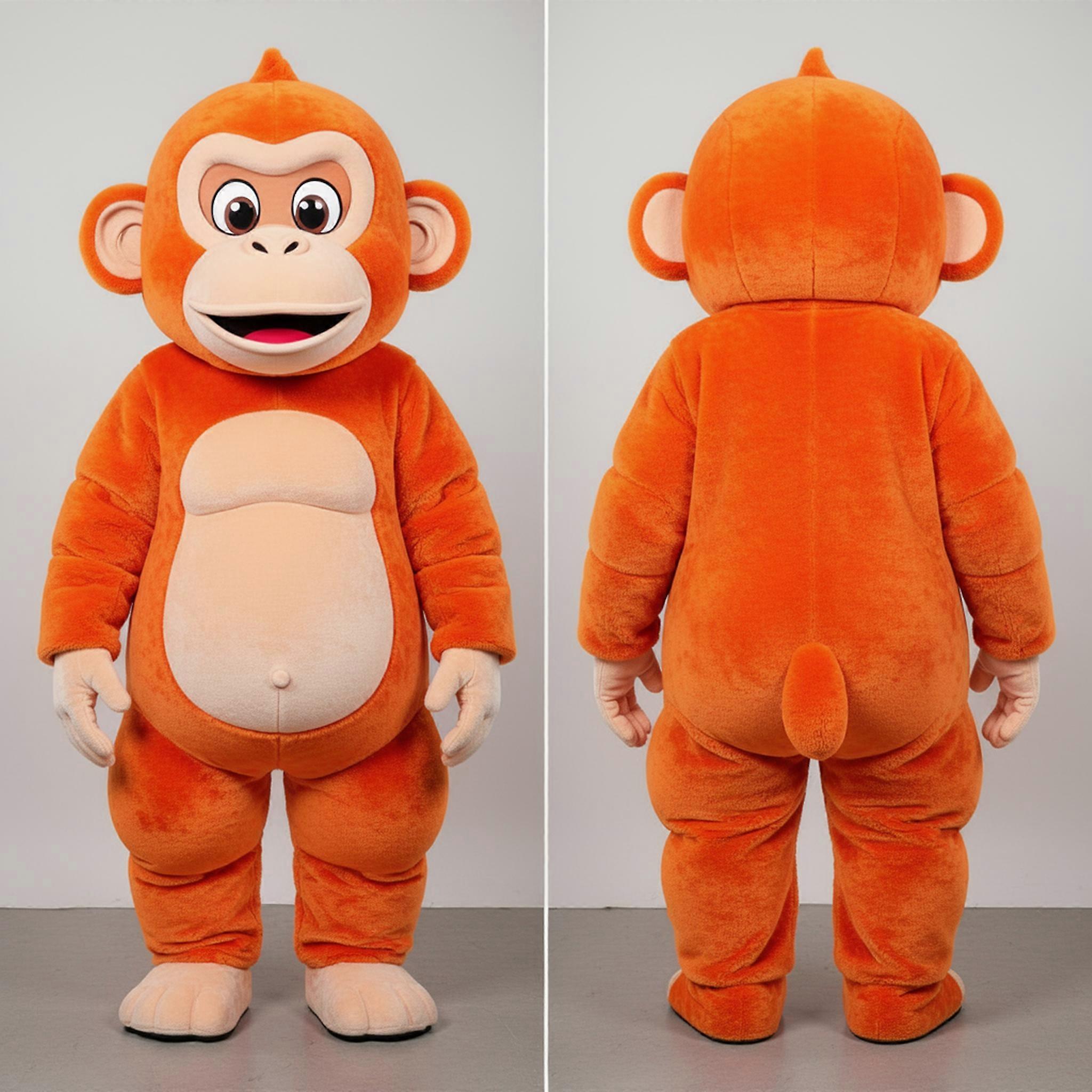 MASTICOT Rust Orange Playful Chimpanzee Mascot