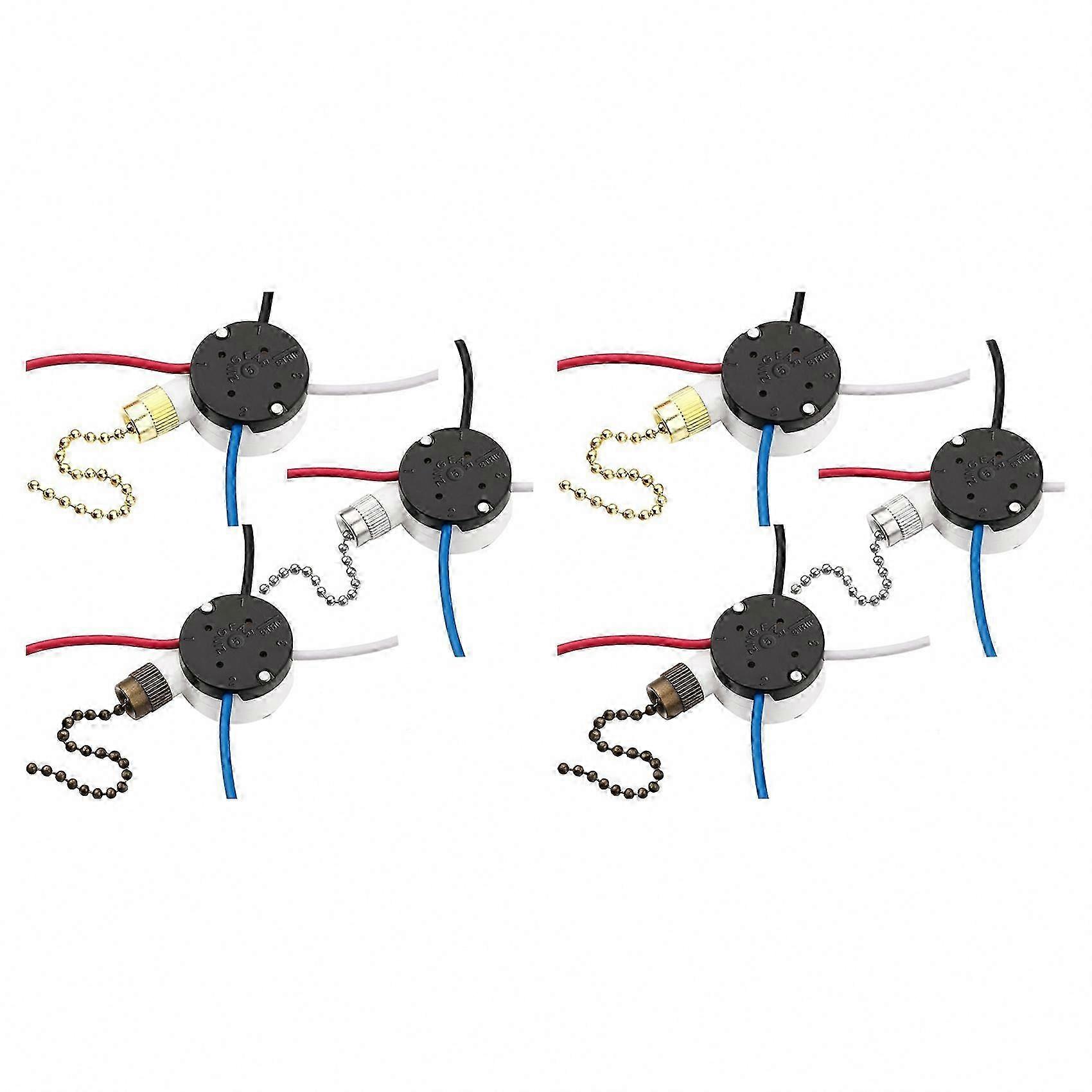 Direct Replacement 6 Pcs Ze-208S E89885 3 Speed 4 Wire Pull Chain Switch Ceiling Fan Light Switch Replacement Part