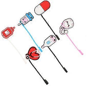 6Pcs Protective Straw Covers Caps In Assorted Color With Cute Cartoon Medical Theme For Family Use And Gatherings With Reusable Design