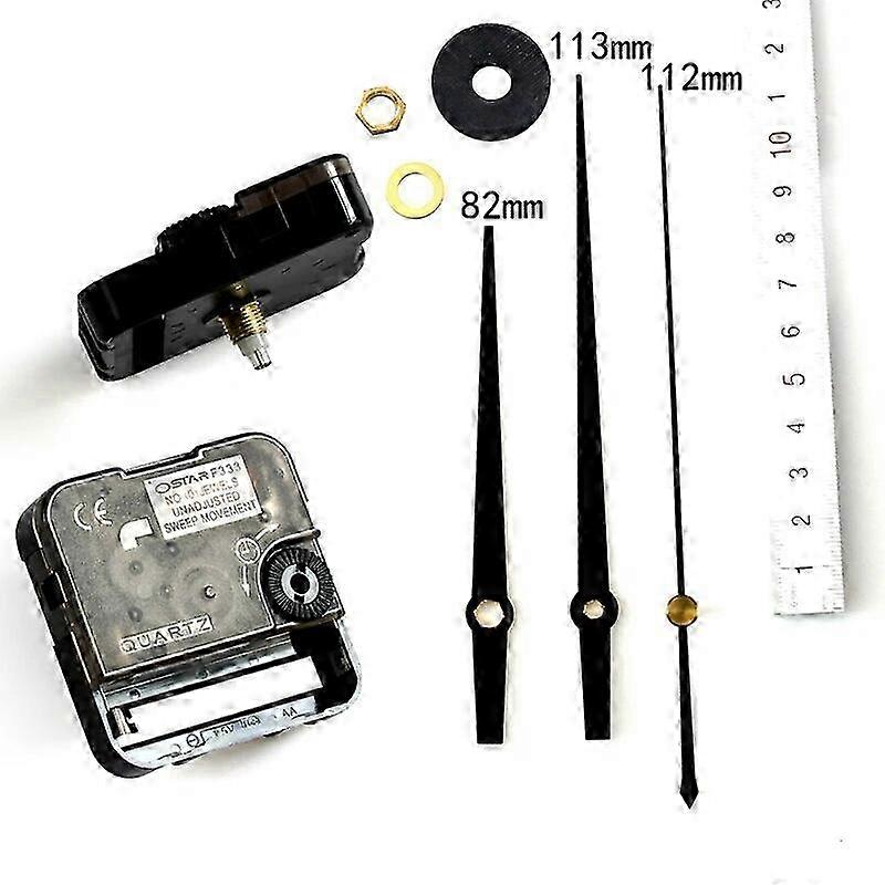 Quartz Clock Movement DIY Accessory Kit, with Black Hands and Nuts
