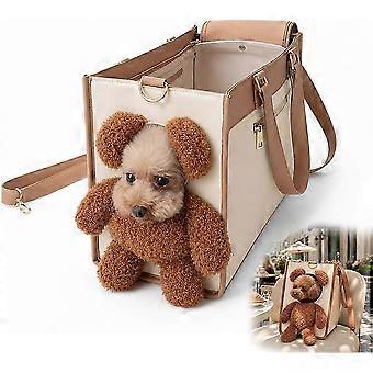 Pet Travel Tote Bag, HeadExposed Breathable Structure, PU Shoulder Carrier For Puppy Kitten Outdoor Trip Transport