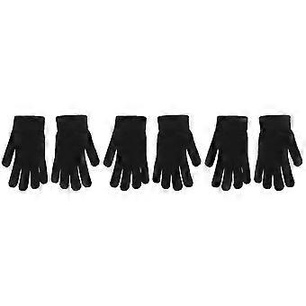 Winter Warm Gloves Knitted Full Finger Gloves for 3Pairs Black Use
