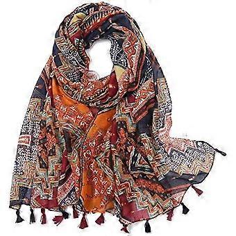 Boho Scarf for Women Lightweight Floral Printed Scarf Fall Winter Fashion Fringed Shawl szshsy02
