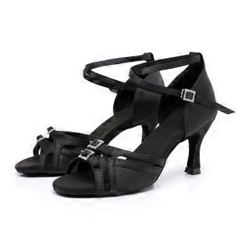 Sapatos de dança profissional para mulheres, em cetim latino, ideais para salsa, bachata, dança de salão e dança standard. Sapatos de performance com salto de 7,5 cm.