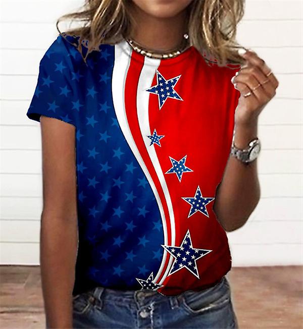 حار بيع العلامة التجارية الجديدة يوم الاستقلال موضوع سلسلة النساء 3D الطباعة قصيرة الأكمام تي شيرت قمم