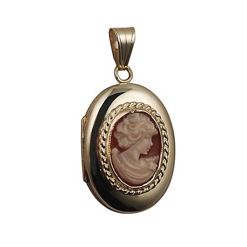 9ct Gold 26x19mm plain oval cameo Locket