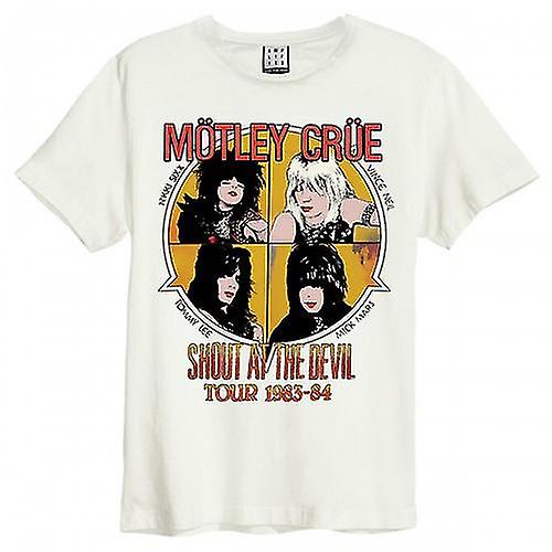 Amplified T-shirt Unisexe Adult Shout amplifié At The Devil Motley Crew Vintage White L