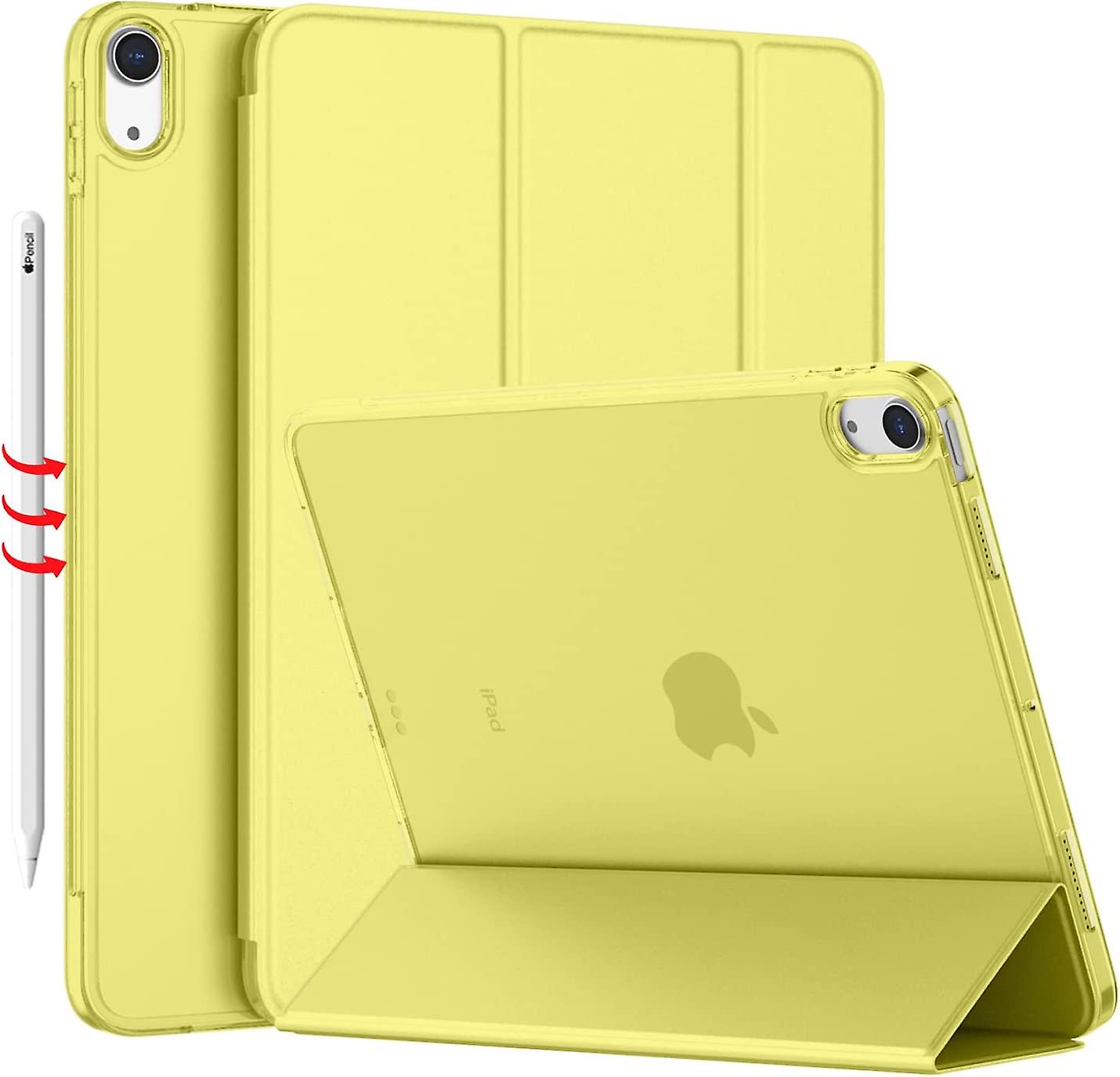 Ipad Air 4 Case 2020 - Ipad Air 4ης γενιάς θήκη 10,9 ιντσών ελαφρύ λεπτό κάλυμμα με ημιδιαφανή παγωμένη σκληρή πλάτη [υποστήριξη Touch Id](κίτρινο)