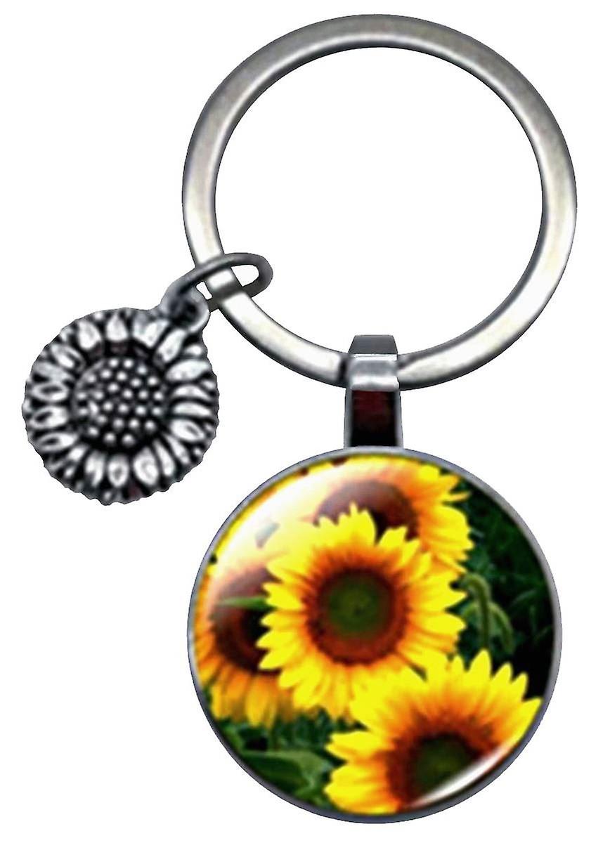 Bassin and Brown Sunflower Key Ring - Yellow/Brown