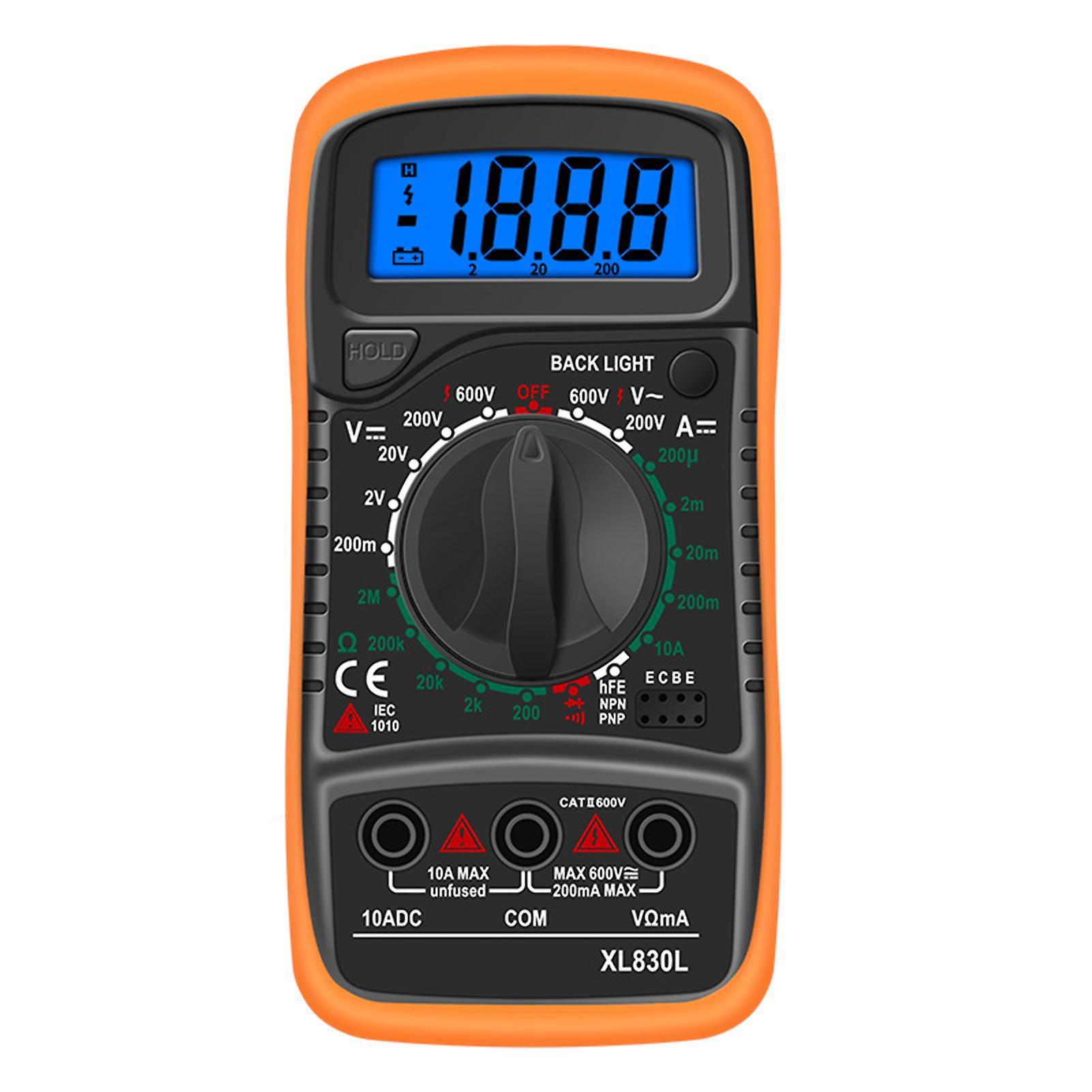 XL830L Handheld-Digital-Multimeter LCD-Hintergrundbeleuchtung Tragbare AC / DC-Voltmeter DC Amperemeter Ohm Spannung