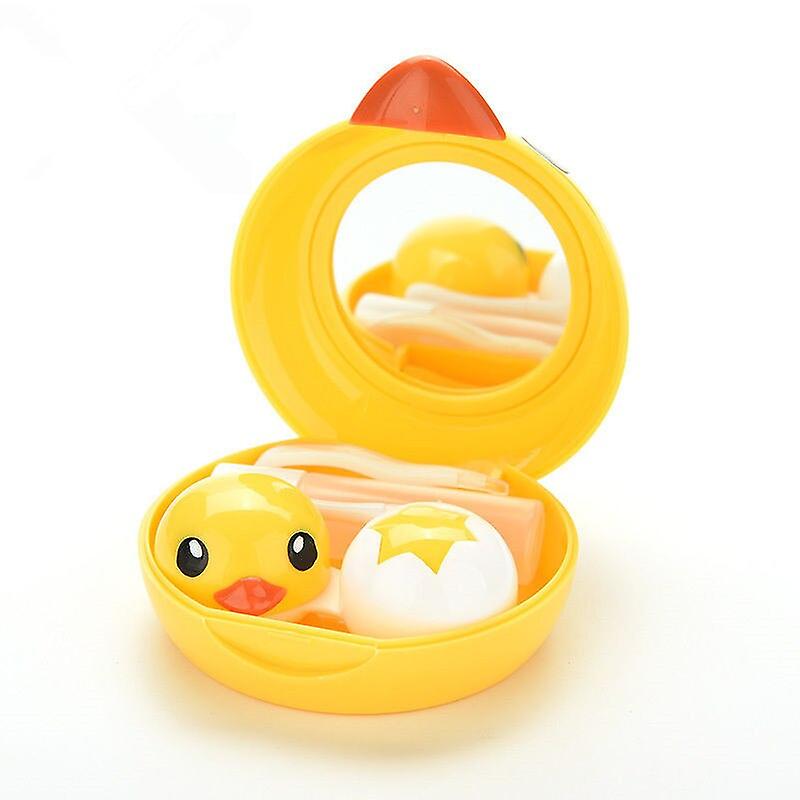 Cute Mini Eyewear Accessories Cartoon Duck Design Contact Lens Box Case Holder Container Case Simple And Cute
