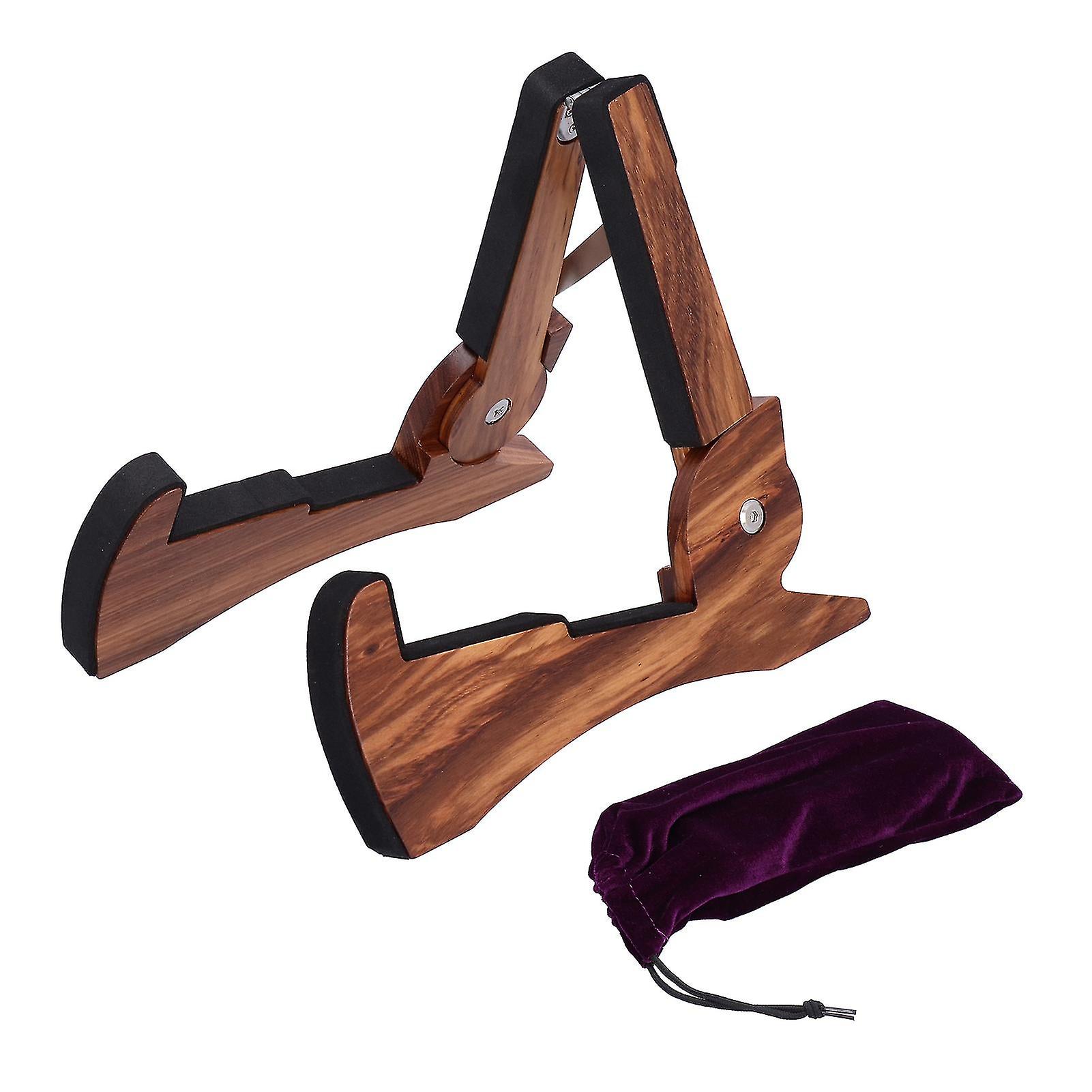 Electric Guitar Stand Ma38e Foldable Zebrawood Rabbibshape Flooring Holder With Storage Bag