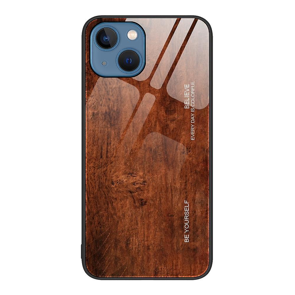 Wood Grain Glass Case For iPhone 15