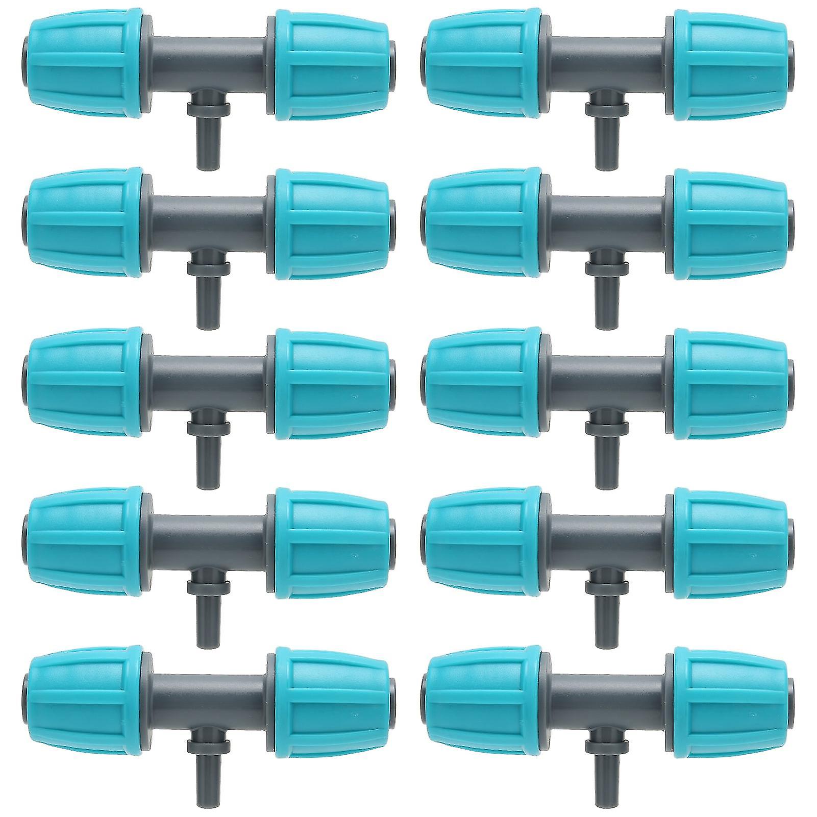 10pcs 16mm Barbed Tee to 4/7 Barb Irrigation Tube Reducing Fittings for Garden Yard