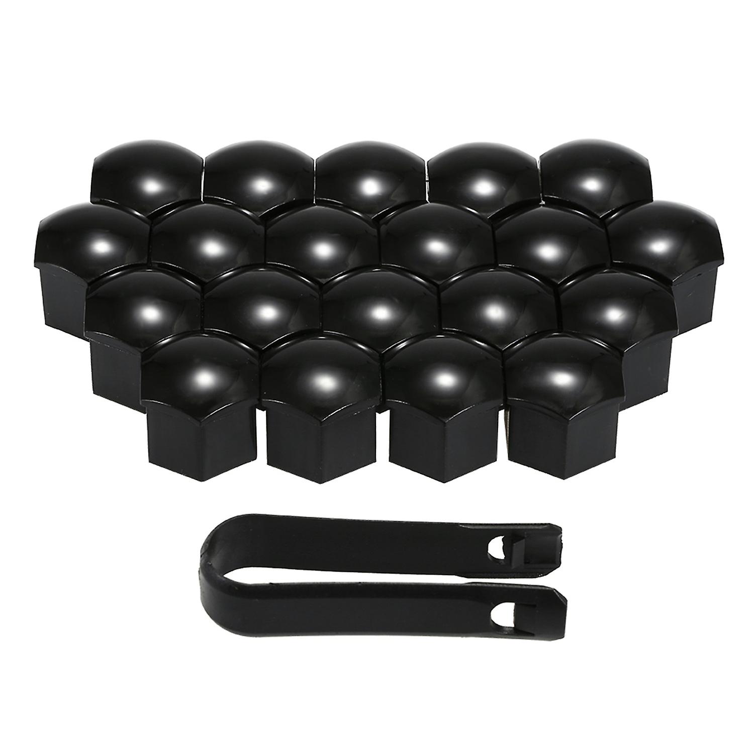 20pcs Universal 17mm Wheel Nut Covers Plating Lug Nut Caps Screw Protector Black