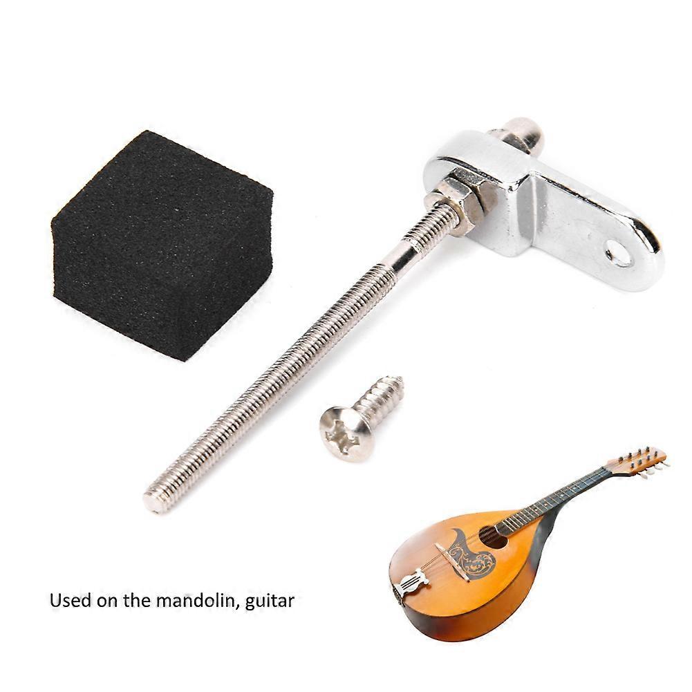 Mandolin Pickguard Mounting Bracket with Black Sponge Pad, Silver Alloy