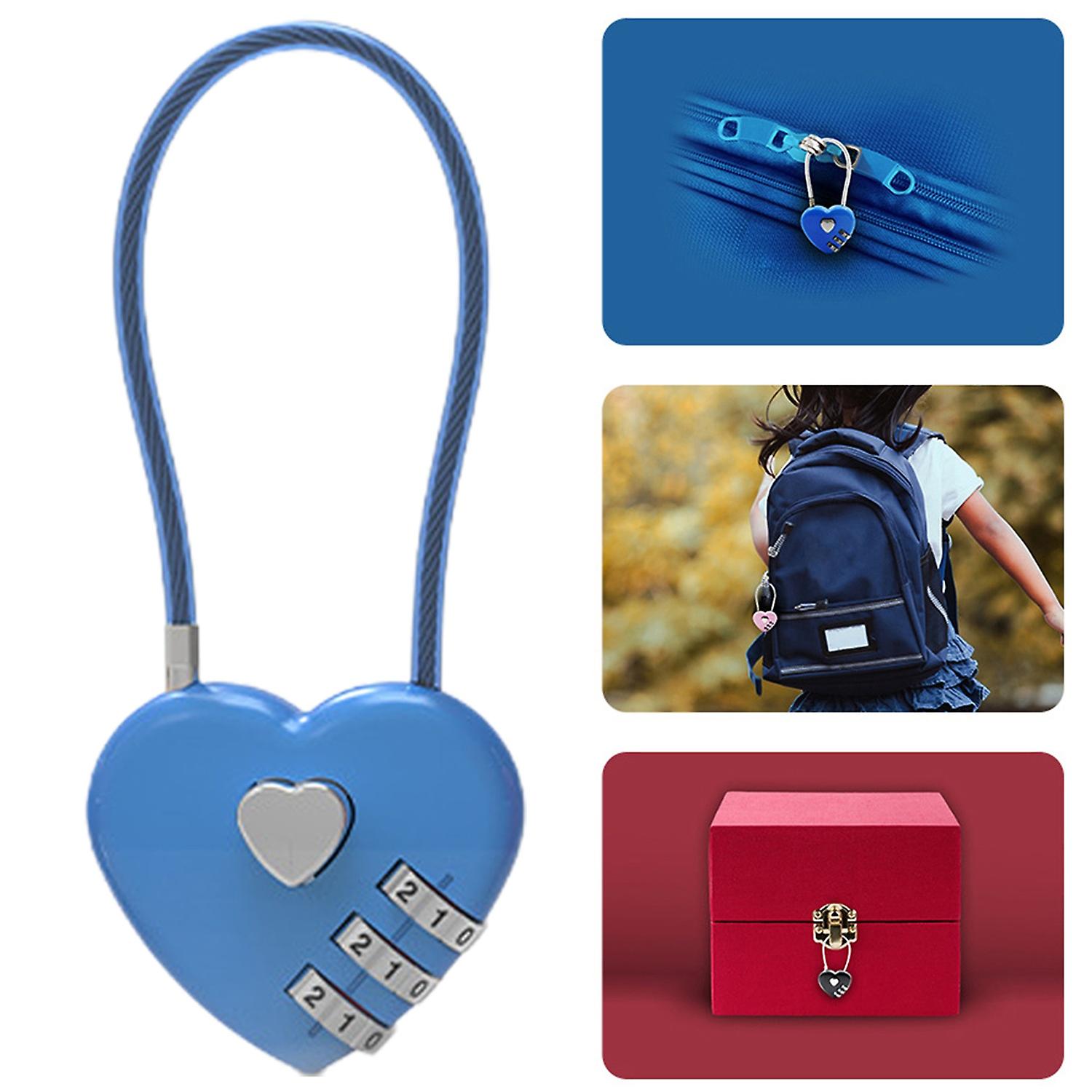 063U Combination Lock Waterproof Resettable Zinc Alloy Love Heart Shape Password Padlock for Backpac