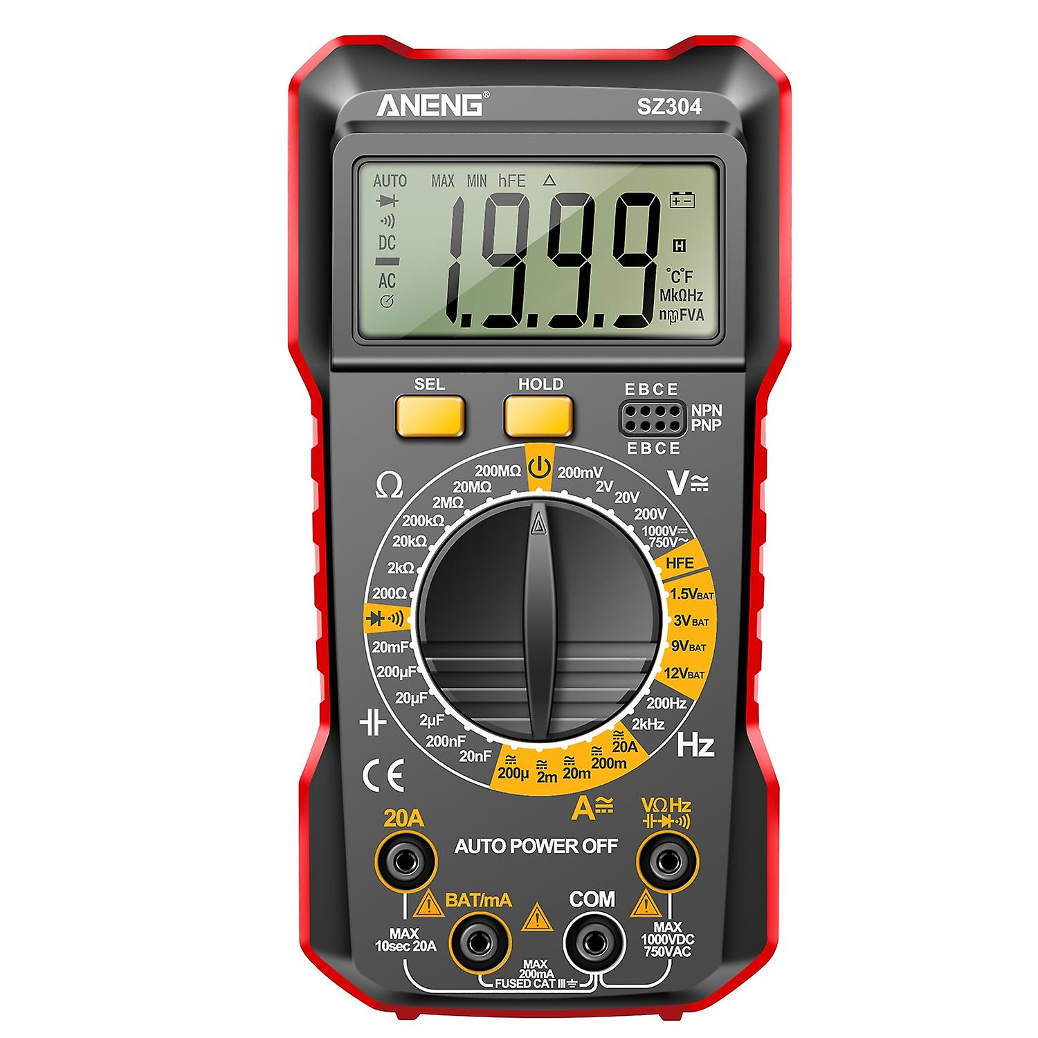 ANENG SZ304 Multifunction 1999 Counts Digital Multimeter True RMS Handheld High Precision Tester Mea