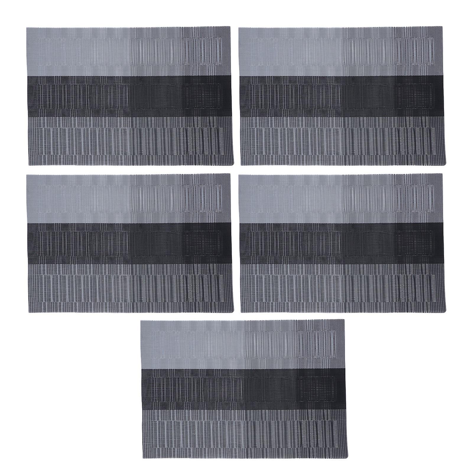 5Pcs Placemat Dining Mat PVC Table Coaster Washable Rectangular for Home Hotel Restaurant Black