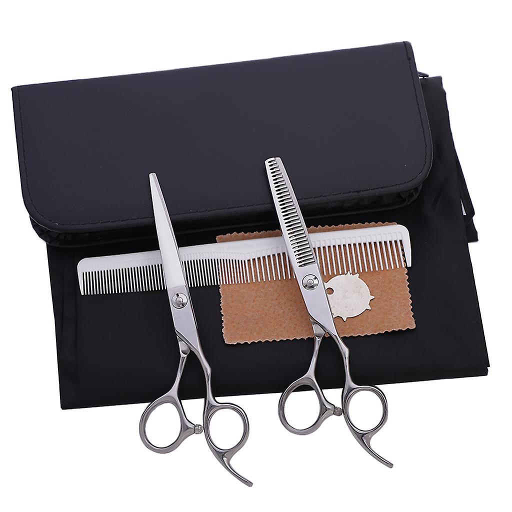 6" Stainless Steel Barber Cutting Thinning Texturizing Scissors Comb Set Silver 01