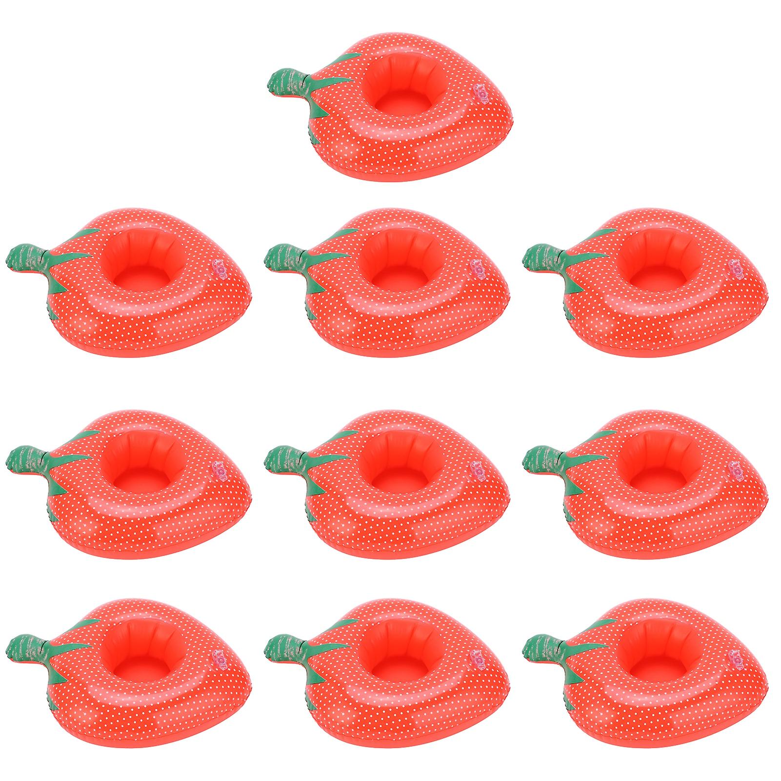 10 Strawberry-Shaped Inflatable Cup Coasters for Pool, Bath & Beach Fun