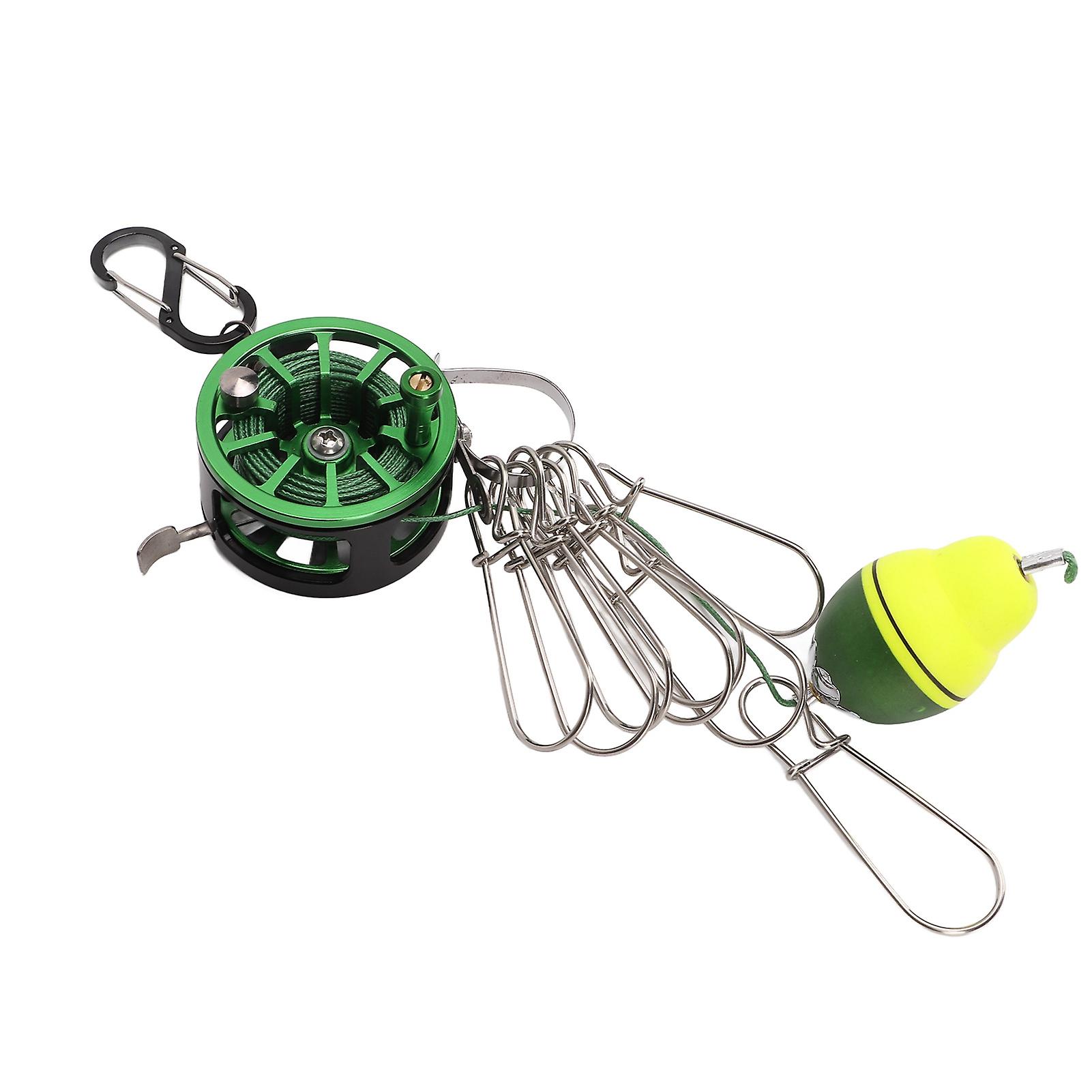 Portable Live Fish Lock Buckle Waist Hanging Telescopic Live Stainless Steel Fish Lock Buckle Fish Handle Hook Lock Green