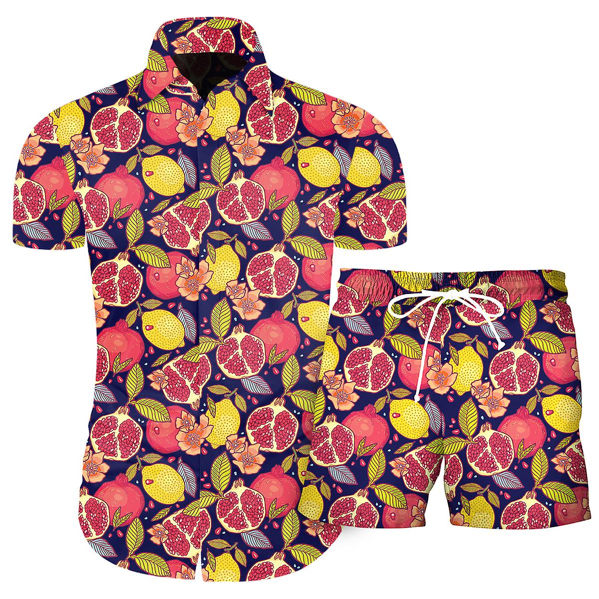 Cloudstyle Men's 2 Piece Casual Lemon Pomegranate Suit Set