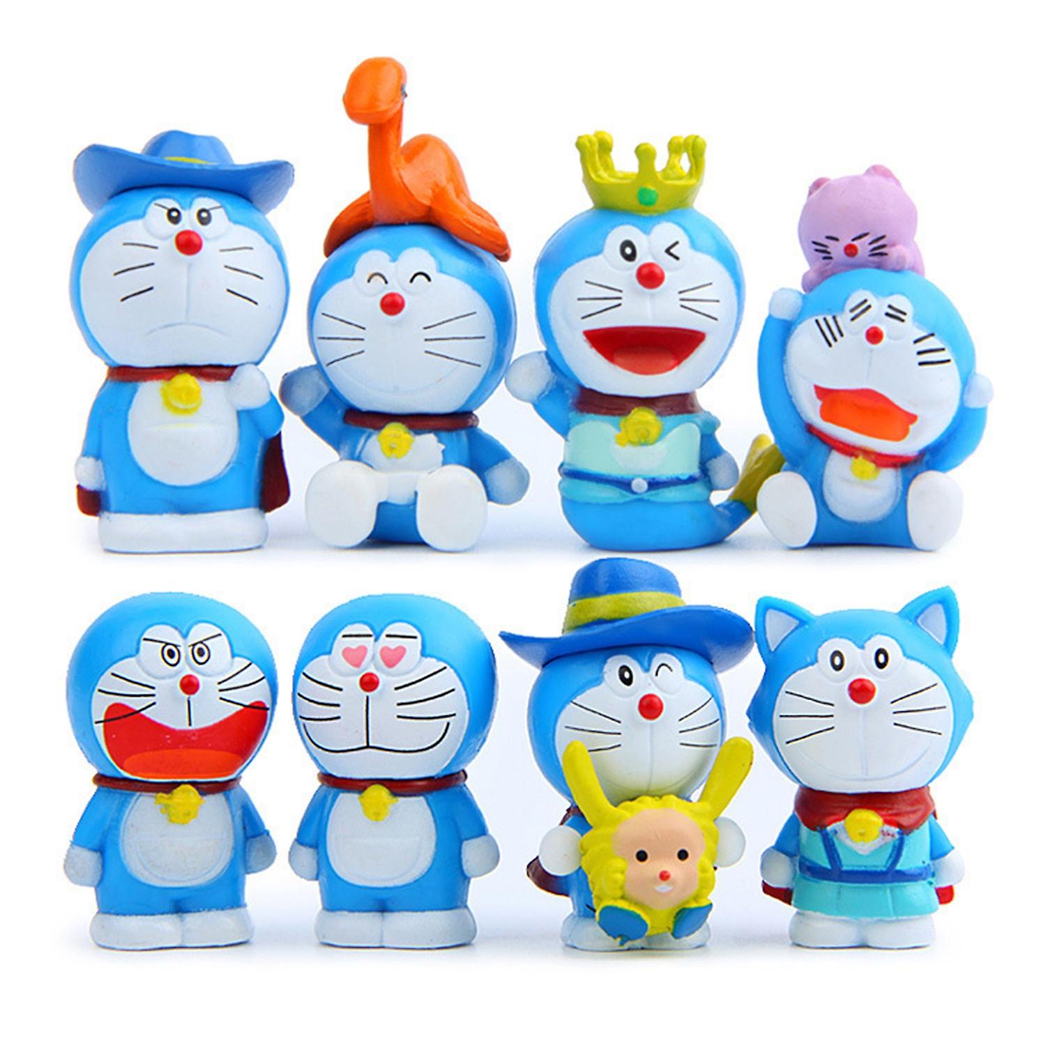 8Pcs/Set Lovely Statue Model Toy Funny Multifunctional Cartoon Doraemon Action Figurine for