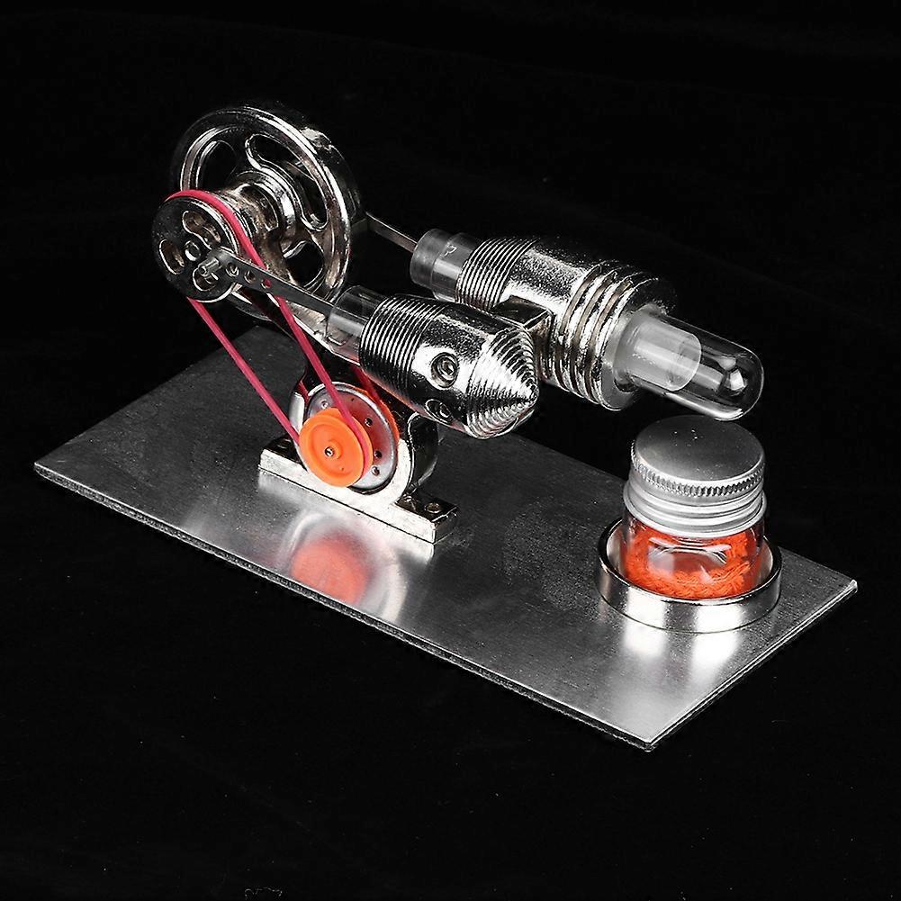 Miniature Hot Air Stirling Engine Steam Engine Physics Lab Toy Teaching Model Silver