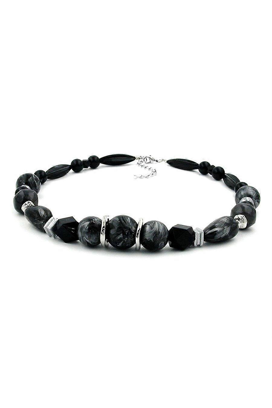 Necklace Silver-grey/ Black Beads - Gl01727